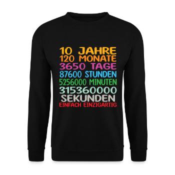 10. Geburtstag Geschenkidee Bday Spruch Geschenk - Unisex Pullover - Schwarz - Vorne - Alina (178cm) & Michal (187cm)