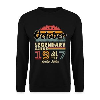 Cadeau D'anniversaire Octobre 1947 Vintage - Sweat-shirt Unisexe - noir - Devant - Alina (178cm) & Michal (187cm)