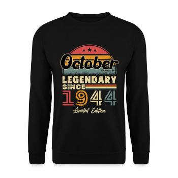 Vintage October 1944 Birthday Gift - Unisex Sweatshirt - black - Front - Alina (178cm) & Michal (187cm)