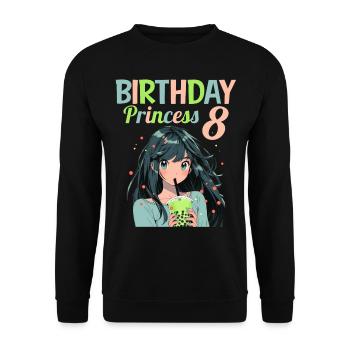 Anime Mandga Boba Bubble Tea 8ème anniversaire - Sweat-shirt Unisexe - noir - Devant - Alina (178cm) & Michal (187cm)