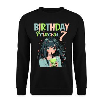 Anime Mandga Boba Bubble Tea 7ème anniversaire - Sweat-shirt Unisexe - noir - Devant - Alina (178cm) & Michal (187cm)