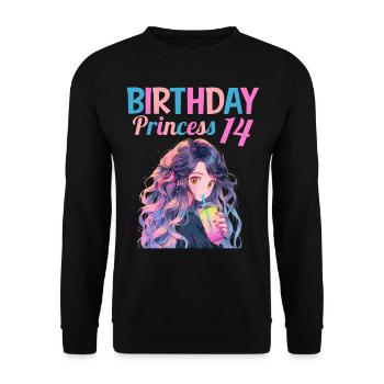 Anime Mandga Boba Bubble Tea 14. Geburtstag - Unisex Pullover - Schwarz - Vorne - Alina (178cm) & Michal (187cm)