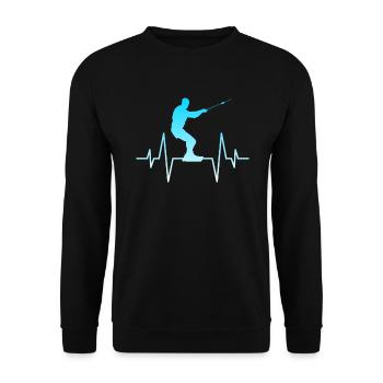 Kite Surfen Herzschlag - Unisex Pullover - Schwarz - Vorne - Alina (178cm) & Michal (187cm)