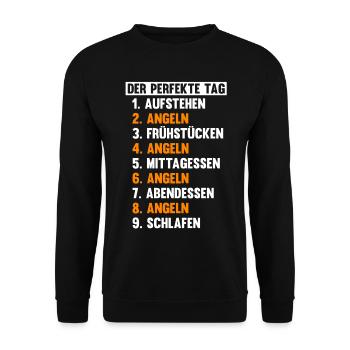 Angel Fischen Angeln Angler - Unisex Pullover - Schwarz - Vorne - Alina (178cm) & Michal (187cm)