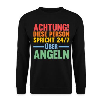 Angel Fischen Angeln Angler - Unisex Pullover - Schwarz - Vorne - Alina (178cm) & Michal (187cm)