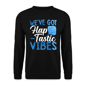 Mantarochen Flap-tastische Vibes Mantarochen - Unisex Pullover - Schwarz - Vorne - Alina (178cm) & Michal (187cm)