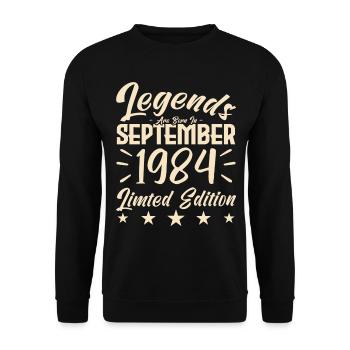 Born in September 1984. Gift from September. - Unisex Sweatshirt - black - Front - Alina (178cm) & Michal (187cm)
