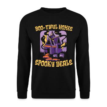 Boo-tiful Homes Offres fantasmagoriques Immobilier Halloween - Sweat-shirt Unisexe - noir - Devant - Alina (178cm) & Michal (187cm)