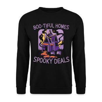 Boo-tiful Homes Offres fantasmagoriques Immobilier Halloween - Sweat-shirt Unisexe - noir - Devant - Alina (178cm) & Michal (187cm)