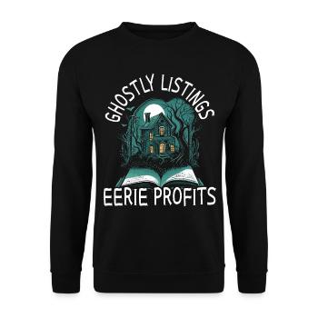 Spooky listings, scary profits, real estate - Unisex Sweatshirt - black - Front - Alina (178cm) & Michal (187cm)