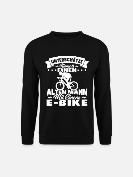 Alten mann mit einem e-bike - Unisex Pullover - Schwarz