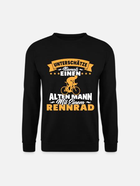Alten mann mit einem Rennrad - Unisex Pullover - Schwarz