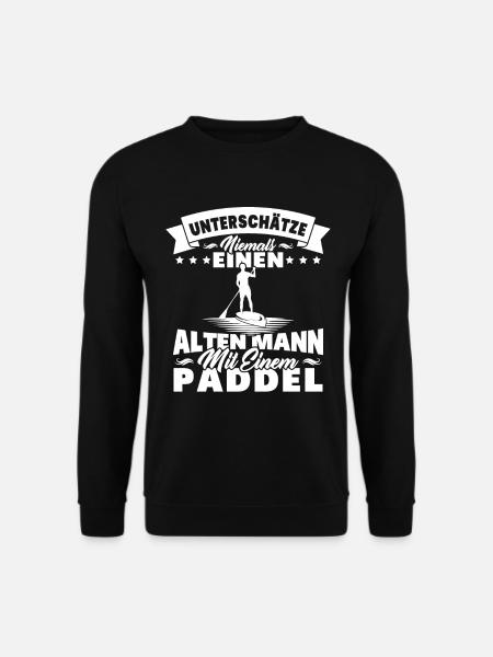 Alter Mann mit Paddel Kanufahrer Vintage Kanusport - Unisex Pullover - Schwarz