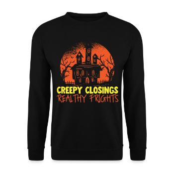 Creepy Degrees Realty Fright's Real Estate Brokerage - Unisex Sweatshirt - black - Front - Alina (178cm) & Michal (187cm)