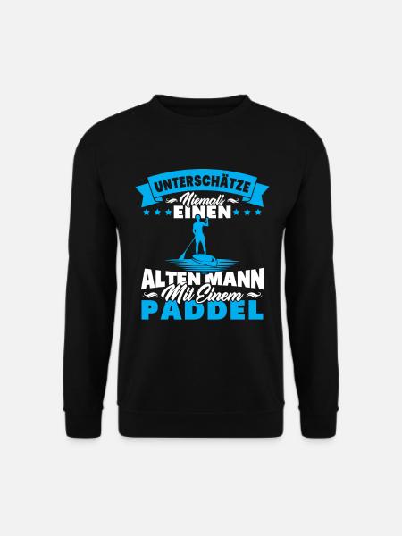 Alter Mann mit Paddel Kanufahrer Vintage Kanusport - Unisex Pullover - Schwarz