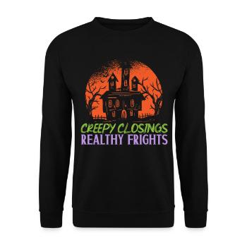 Eerie Degrees Realty Frights Real Estate - Unisex Sweatshirt - black - Front - Alina (178cm) & Michal (187cm)