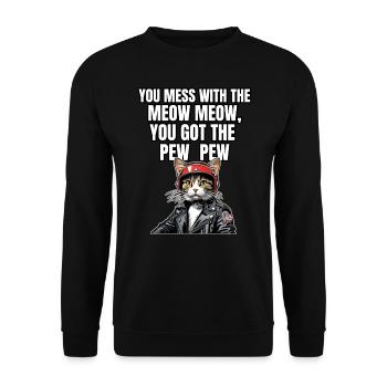 Katzen Katze Katzenshirt Katze Geschenkidee kitten - Unisex Pullover - Schwarz - Vorne - Alina (178cm) & Michal (187cm)