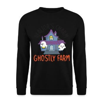 Makler-Charme Gespensterfarm Makler-Halloween - Unisex Pullover - Schwarz - Vorne - Alina (178cm) & Michal (187cm)
