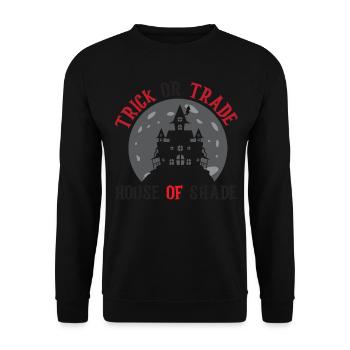 Süßes oder Saures Haus des Schattenmaklers Hallowe - Unisex Pullover - Schwarz - Vorne - Alina (178cm) & Michal (187cm)