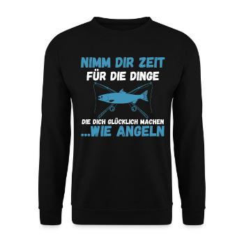 Angel Fischen Angeln Angler - Unisex Pullover - Schwarz - Vorne - Alina (178cm) & Michal (187cm)