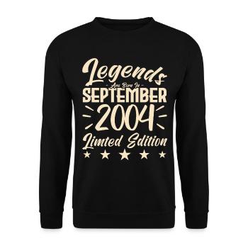 Born in September 2004. Gift from September. - Unisex Sweatshirt - black - Front - Alina (178cm) & Michal (187cm)