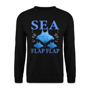 Manta Ray Sea Flap Flap Manta Ray Lover - Unisex Sweatshirt - black - Front - Alina (178cm) & Michal (187cm)