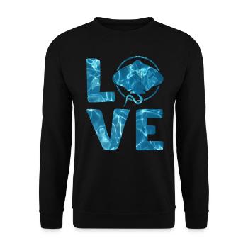 Manta Ray Love Mantarochen Liebhaber Stachelrochen - Unisex Pullover - Schwarz - Vorne - Alina (178cm) & Michal (187cm)
