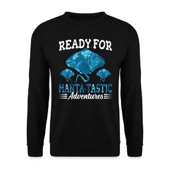 Manta Ray Manta-tastic Adventures Manta Ray - Unisex Sweatshirt - black - Front - Alina (178cm) & Michal (187cm)