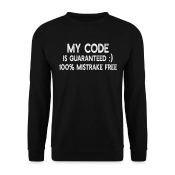 Mon code est garanti 100% sans mistrake - Funny P - Sweat-shirt Unisexe - noir - Devant - Alina (178cm) & Michal (187cm)
