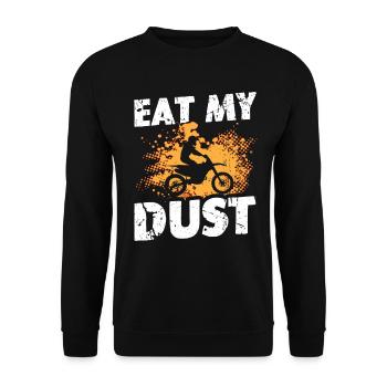 Drôle de dire Mange ma moto hors route de poussière - Sweat-shirt Unisexe - noir - Devant - Alina (178cm) & Michal (187cm)