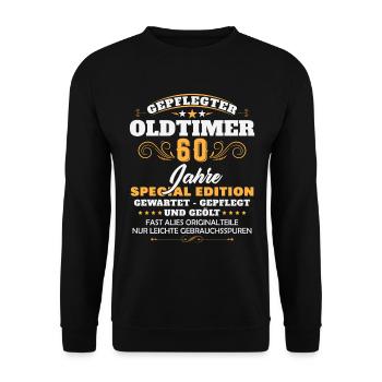 60 Jahre Geburtstag Geschenk Deko Design Geschenke - Unisex Pullover - Schwarz - Vorne - Alina (178cm) & Michal (187cm)