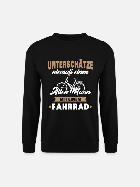 Alte Mann mit Fahrrad - Unisex Pullover - Schwarz