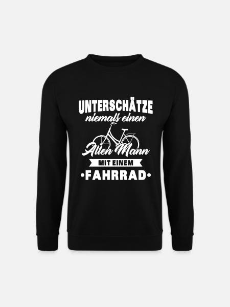 Alte Mann mit Fahrrad - Unisex Pullover - Schwarz