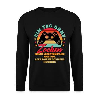 Ein Tag Ohne Zocken - Unisex Pullover - Schwarz - Vorne - Alina (178cm) & Michal (187cm)