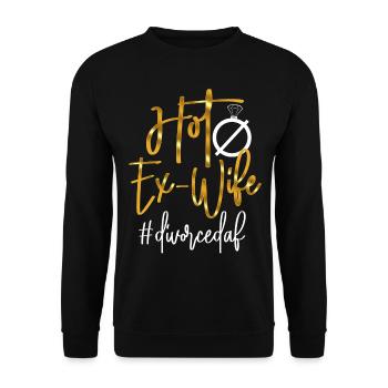 Happy Divorce Party Hot Ex-Wife - Unisex Sweatshirt - black - Front - Alina (178cm) & Michal (187cm)