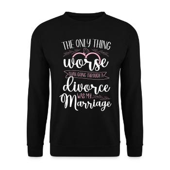 Happy Divorce Party The Only Thing - Unisex Pullover - Schwarz - Vorne - Alina (178cm) & Michal (187cm)