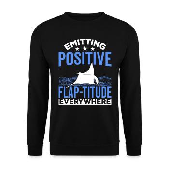 Mantarochen Positive Flap-titude Mantarochen - Unisex Pullover - Schwarz - Vorne - Alina (178cm) & Michal (187cm)