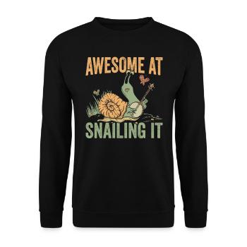 L’amateur d’escargots renifle ses propriétaires d’escargots - Sweat-shirt Unisexe - noir - Devant - Alina (178cm) & Michal (187cm)