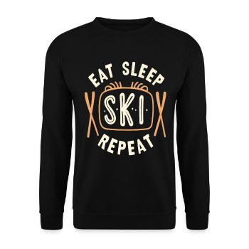 Eat Sleep Ski Repeat - Unisex Sweatshirt - black - Front - Alina (178cm) & Michal (187cm)