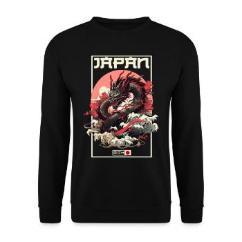 Tokyo Asie 80s Dragon Dragon Rétro Japonais - Sweat-shirt Unisexe - noir - Devant - Alina (178cm) & Michal (187cm)
