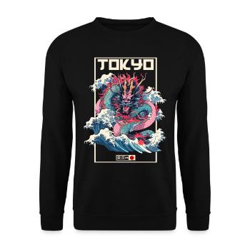 Tokyo Asie 80s Dragon Dragon Rétro Japonais - Sweat-shirt Unisexe - noir - Devant - Alina (178cm) & Michal (187cm)