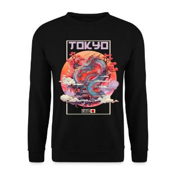 Tokyo Asie 80s Dragon Dragon Rétro Japonais - Sweat-shirt Unisexe - noir - Devant - Alina (178cm) & Michal (187cm)