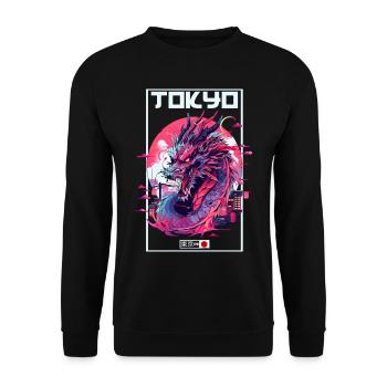 Tokyo Asie 80s Dragon Dragon Rétro Japonais - Sweat-shirt Unisexe - noir - Devant - Alina (178cm) & Michal (187cm)