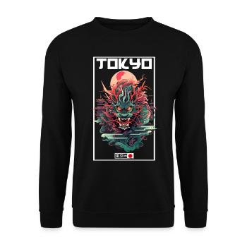 Tokyo Asie 80s Dragon Dragon Rétro Japonais - Sweat-shirt Unisexe - noir - Devant - Alina (178cm) & Michal (187cm)