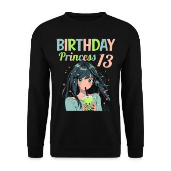 Anime Mandga Boba Bubble Tea 13th Birthday - Unisex Sweatshirt - black - Front - Alina (178cm) & Michal (187cm)