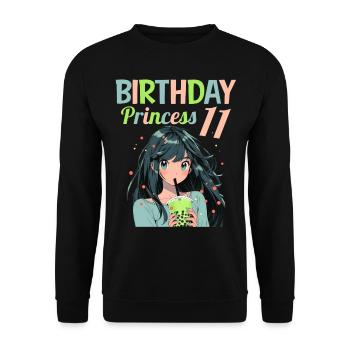 Anime Mandga Boba Bubble Tea 11. Geburtstag - Unisex Pullover - Schwarz - Vorne - Alina (178cm) & Michal (187cm)