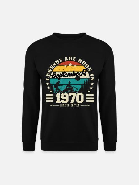 September 1970. Geburtstagsgeschenk September 1970 - Unisex Pullover - Schwarz