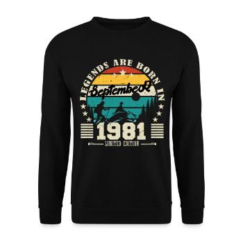 September 1981. Birthday gift September 1981 - Unisex Sweatshirt - black - Front - Alina (178cm) & Michal (187cm)