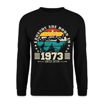 September 1973. Birthday gift September 1973 - Unisex Sweatshirt - black - Front - Alina (178cm) & Michal (187cm)