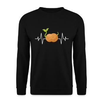 Kartoffel Herzschlag - Unisex Pullover - Schwarz - Vorne - Alina (178cm) & Michal (187cm)
